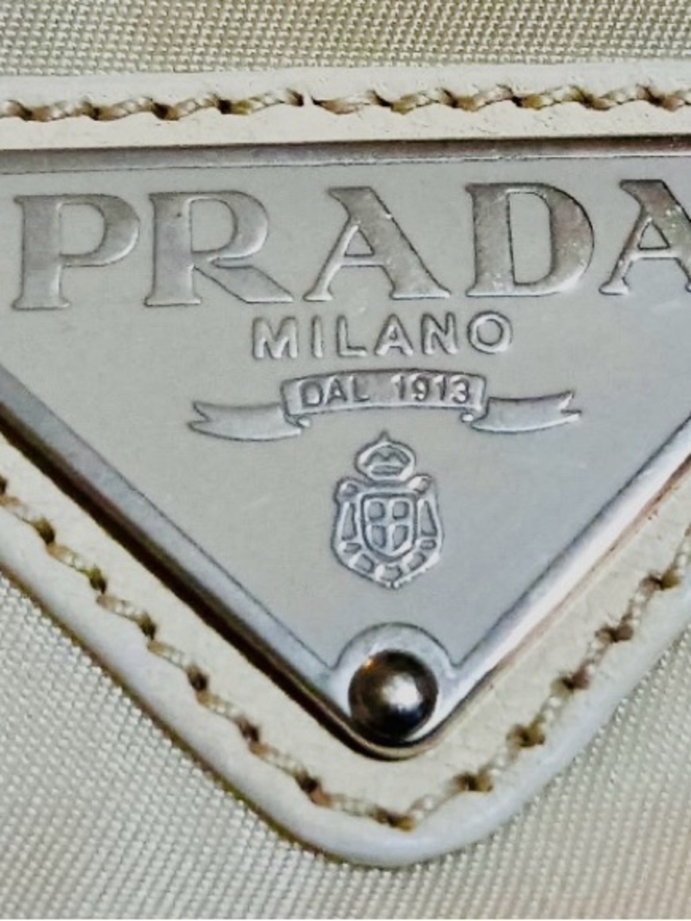 Prada Cream Nylon and Leather Shoulder Bag - Picture 11 of 16